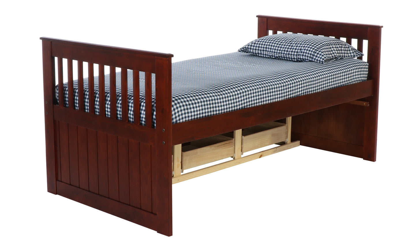 MISSION RAKE BED WITH 6 DRAWER UNDER BED STORAGE IN FINISH