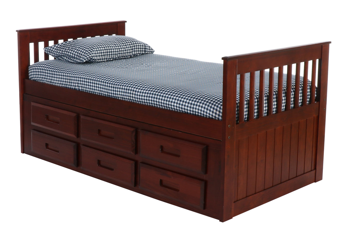 MISSION RAKE BED WITH 6 DRAWER UNDER BED STORAGE IN FINISH