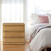 Zoey 3 - Drawer Rectangular Nightstand with Rounded Edges