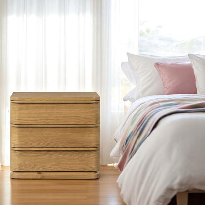 Zoey 3 - Drawer Rectangular Nightstand with Rounded Edges