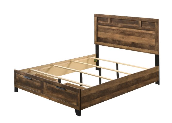 Morales Rustic Storage Bed with Two Spacious Drawers