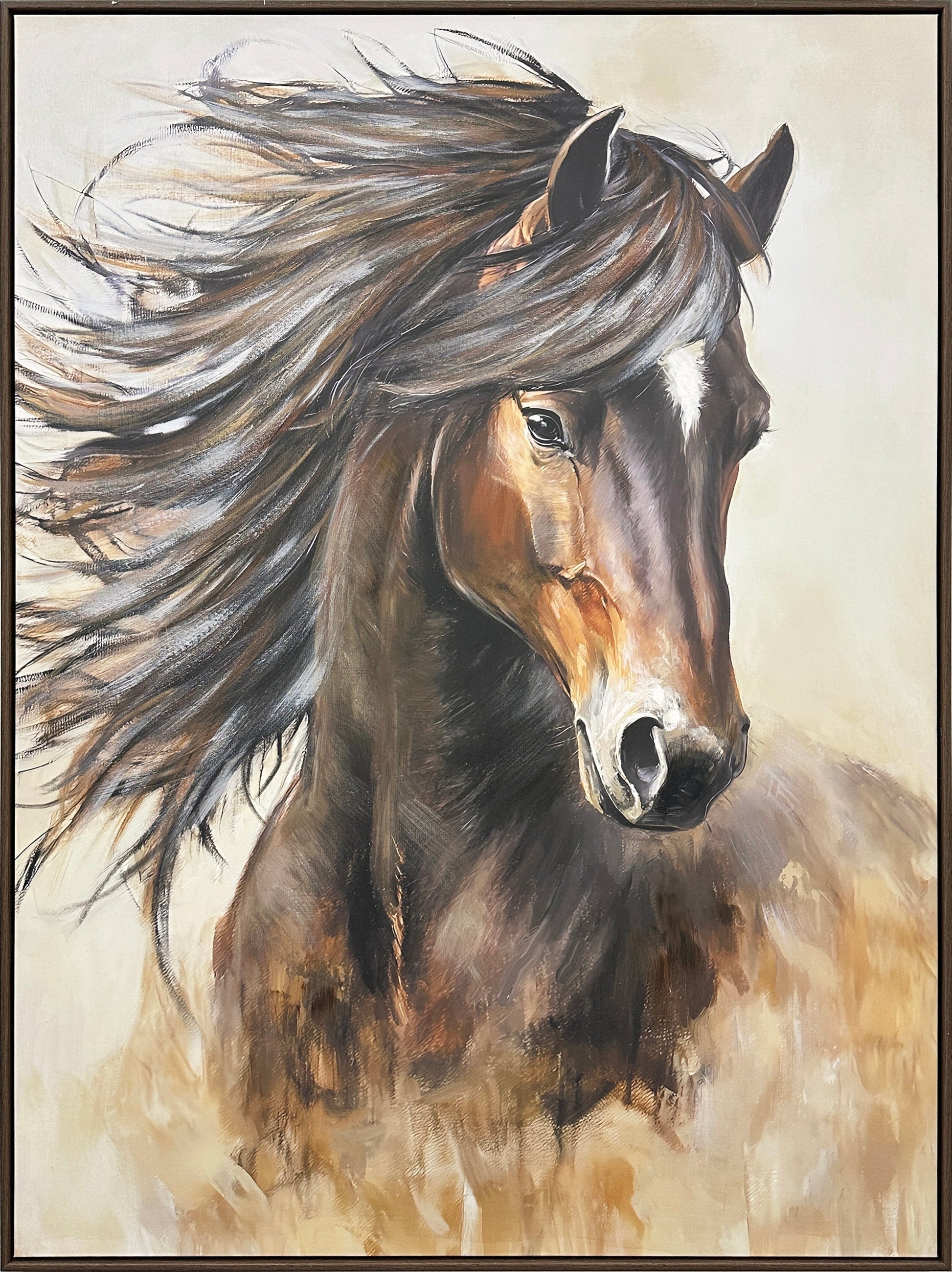 Windborne Stallion Hand-Embellished Canvas in Frame