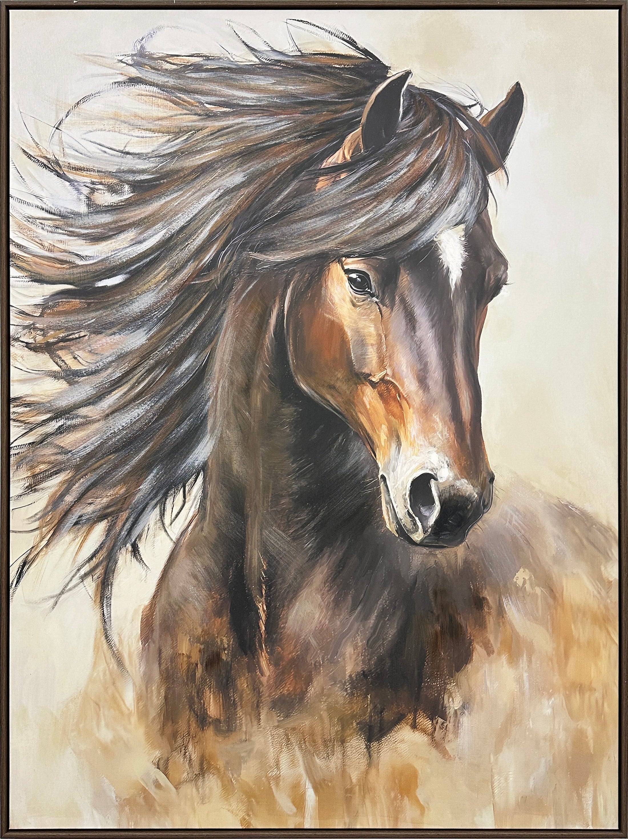Windborne Stallion Hand-Embellished Canvas in Frame
