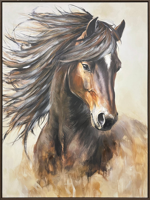 Windborne Stallion Hand-Embellished Canvas in Frame
