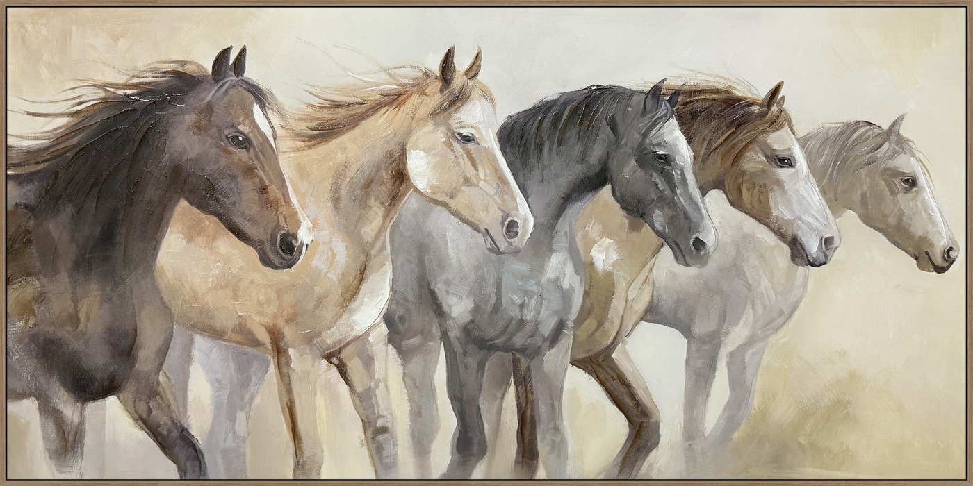 Galloping Spirits Hand-embellished Canvas in Frame