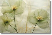 ''Green Whispy Floral Art'' Tempered Glass