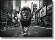 ''Majestic Lion in the Urban Jungle'' Gloss Canvas w/ Glitter in Frame