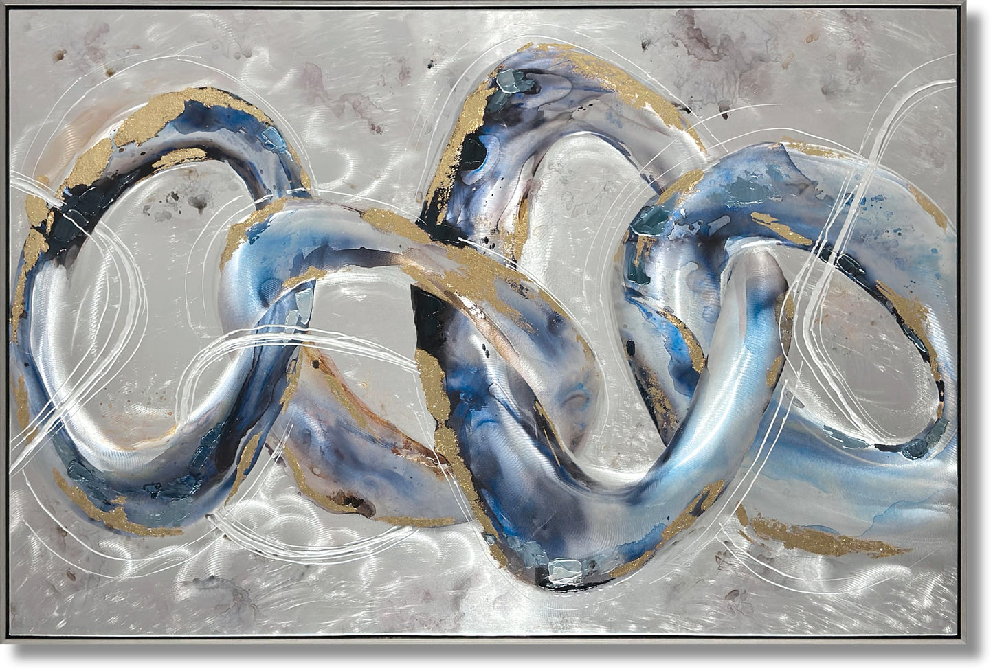 ''Abstract Metallic Waves'' Brushed Aluminum in Frame