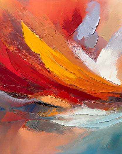 ''Colorful Abstract I'' Hand-painted Wrapped Canvas