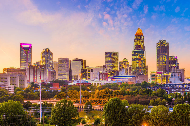 ''Charlotte NC'' Tempered Glass