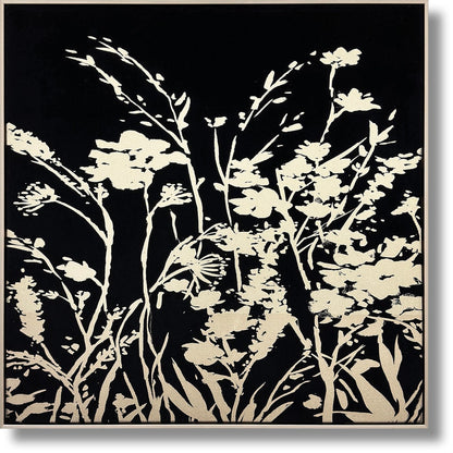 ''Botanical Noir Glow'' Suede Canvas w/ Metallic