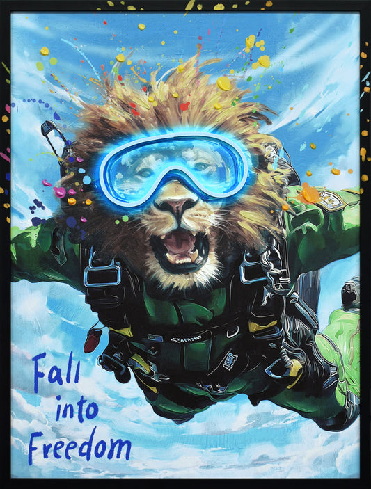 Skybound Roar I Hand-Embellished LED Canvas in Frame