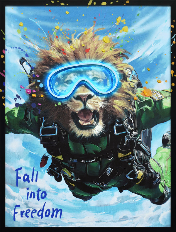 Skybound Roar I Hand-Embellished LED Canvas in Frame