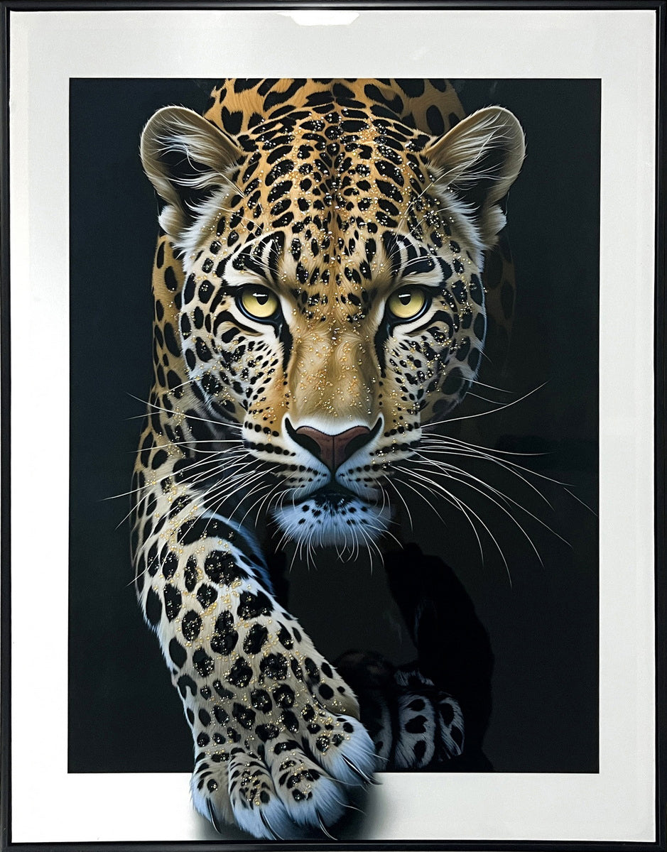 Midnight Stalker I Gloss Canvas w/Rocks in Frame