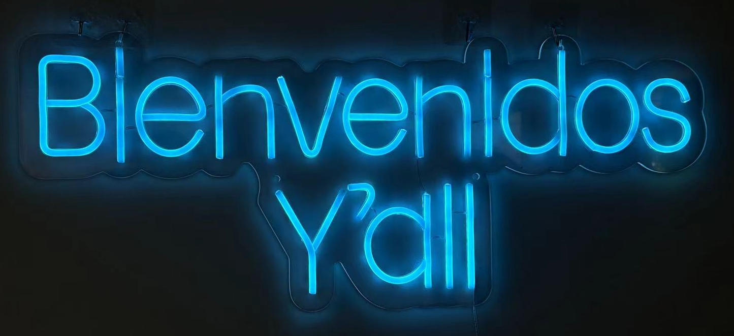 Bienvenidos Y'all LED Neon on Acrylic