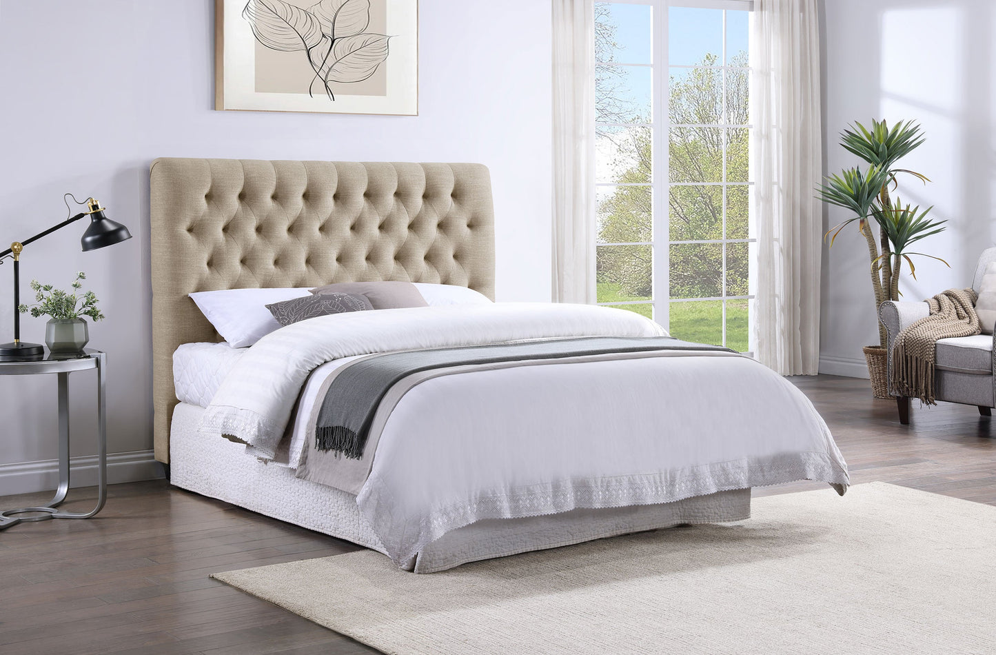 Chloe Upholstered  Panel Headboard Oatmeal