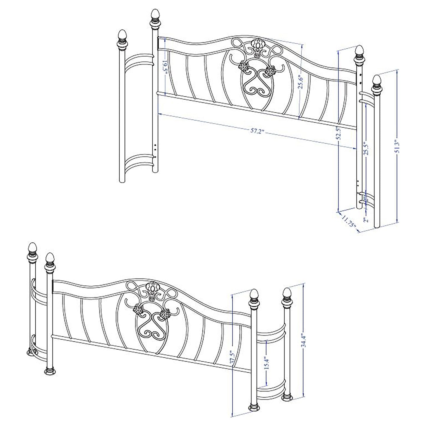 Sydney Headboard and Footboard Brushed Gold