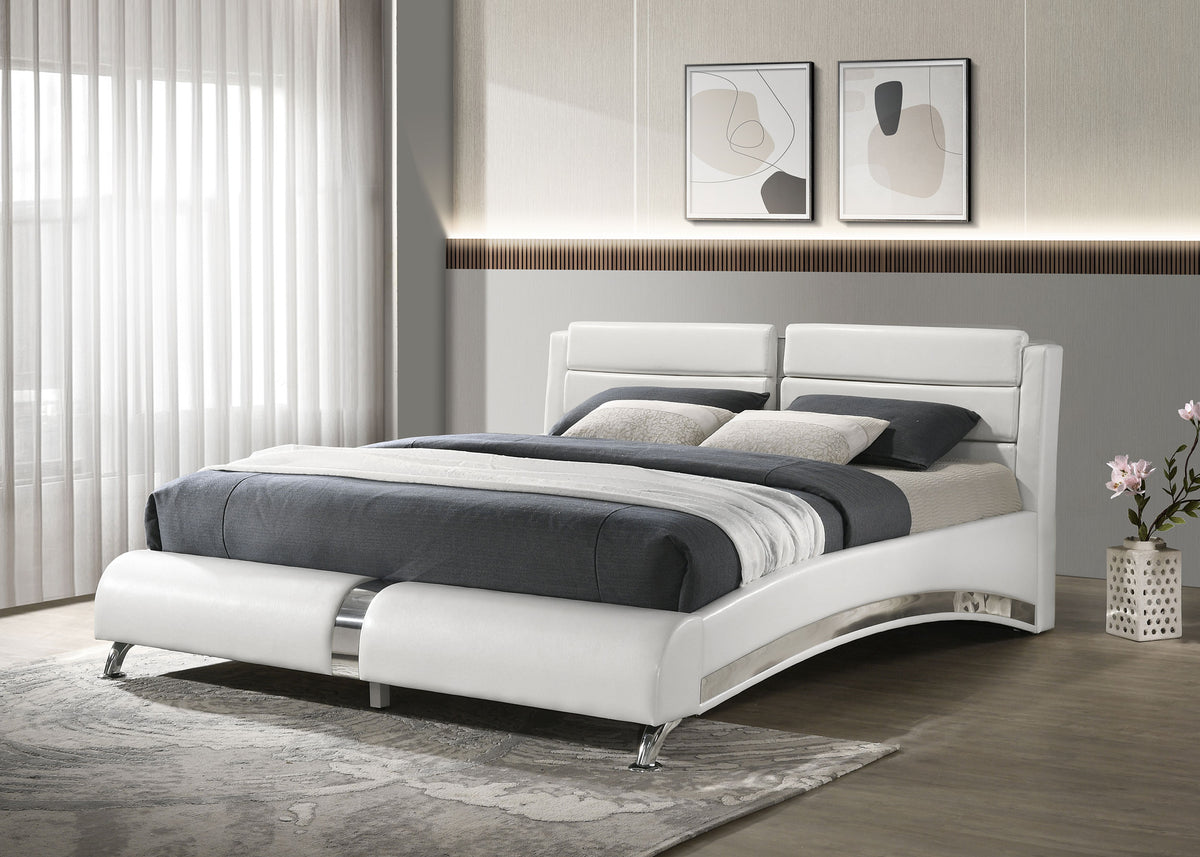 Jeremaine Upholstered Eastern King Sleigh Bed White