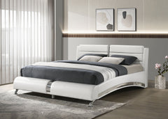 Jeremaine Upholstered Eastern King Sleigh Bed White