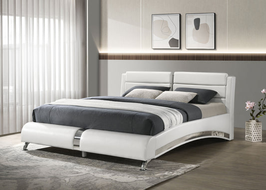 Jeremaine Upholstered Eastern King Sleigh Bed White