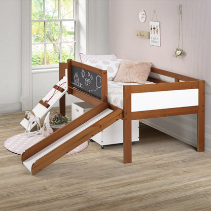 Art & Play Novelty Espresso Junior Low Loft Bed with Toy Boxes