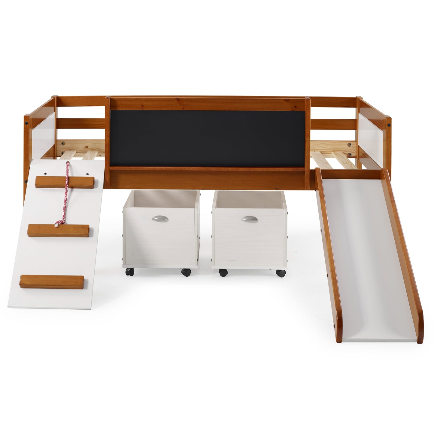 Art & Play Novelty Espresso Junior Low Loft Bed with Toy Boxes