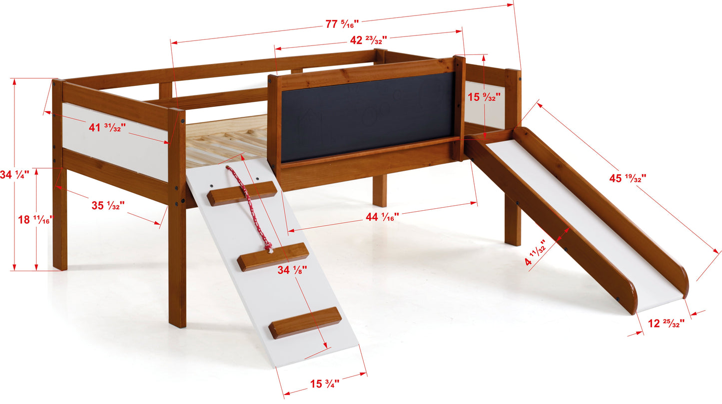 Twin Art Play Junior Low Loft con cajas de juguetes en acabado blanco lavado/gris oscuro + cama individual Junior Low Loft gratis