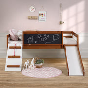 Twin Art Play Junior Low Loft con cajas de juguetes en acabado blanco lavado/gris oscuro + cama individual Junior Low Loft gratis