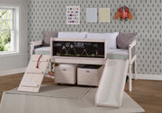 Art & Play Novelty White Wash Junior Low Loft Bed with Toy Boxes