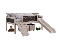 Art & Play Novelty White Wash Junior Low Loft Bed with Toy Boxes