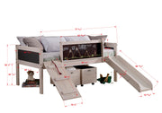 Art & Play Novelty White Wash Junior Low Loft Bed