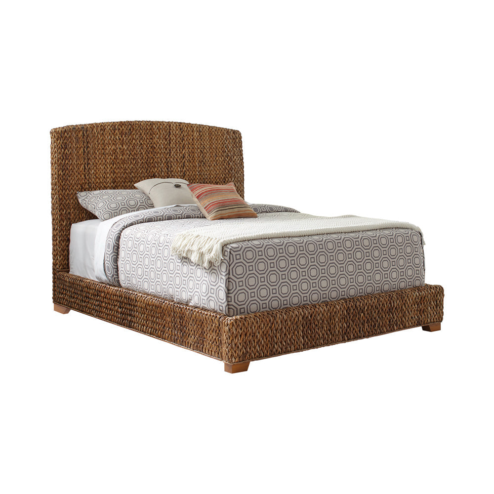 Cama con paneles de hojas de plátano Laughton color ámbar