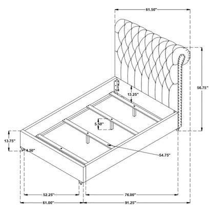 Devon 57-inch Upholstered  Panel Bed Beige