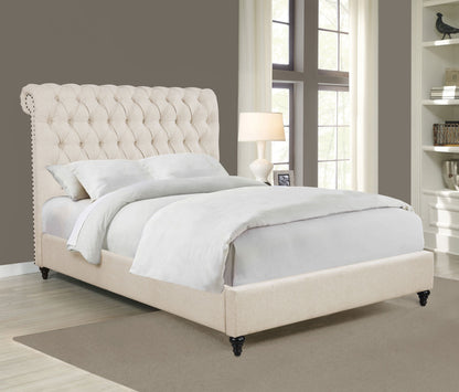 Devon 57-inch Upholstered  Panel Bed Beige