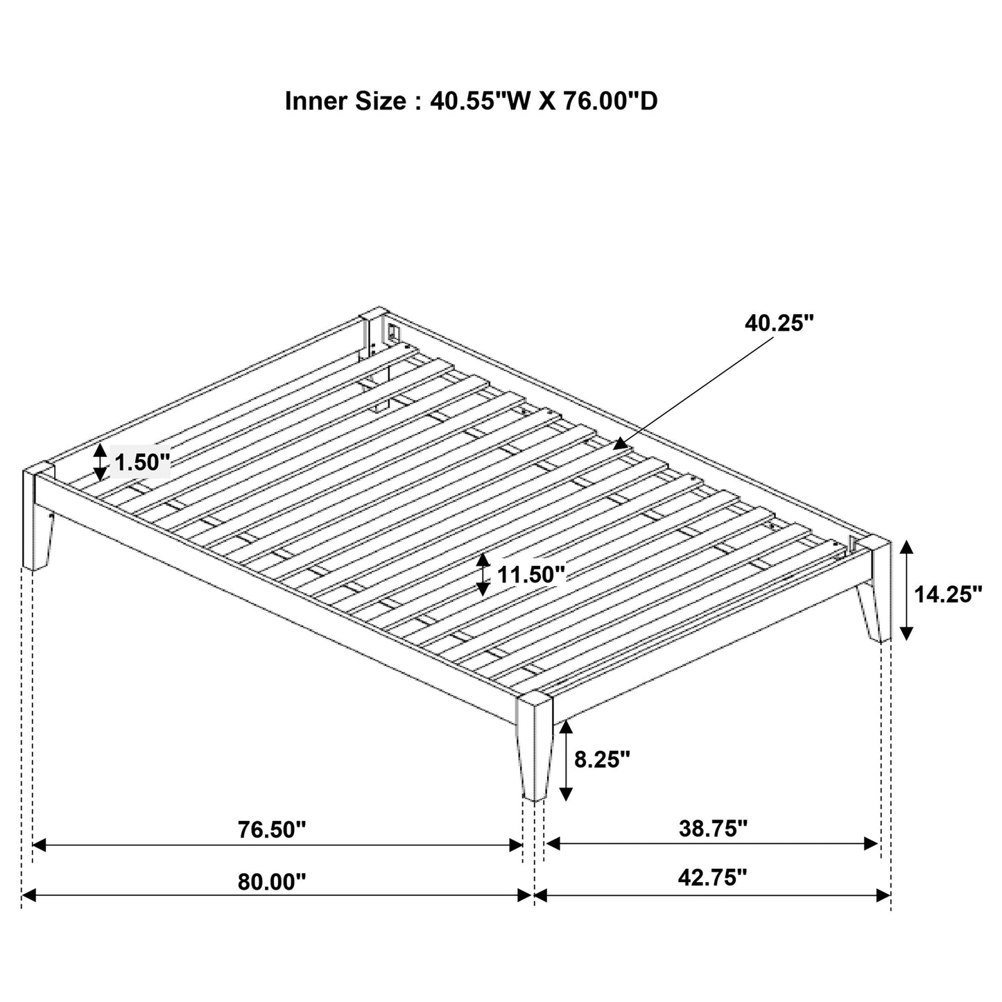 Cama de plataforma universal Hounslow negra