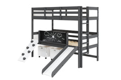 Art & Play Twin over Twin Bunkbed with Two Junior White Toy Boxes