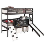 Art & Play Twin over Twin Bunkbed with Two Junior White Toy Boxes