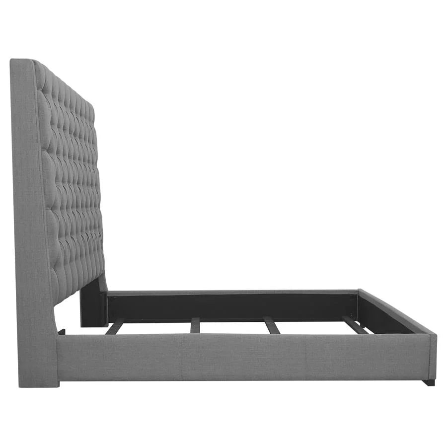 Camille Gray Bed Button Tufted Bed