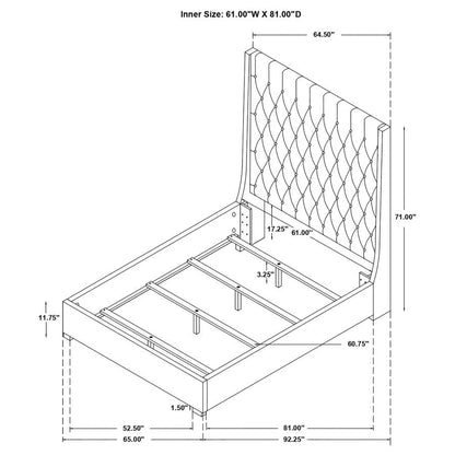 Camille Gray Bed Button Tufted Bed