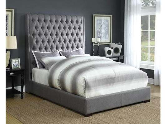 Camille Gray Bed Button Tufted Bed
