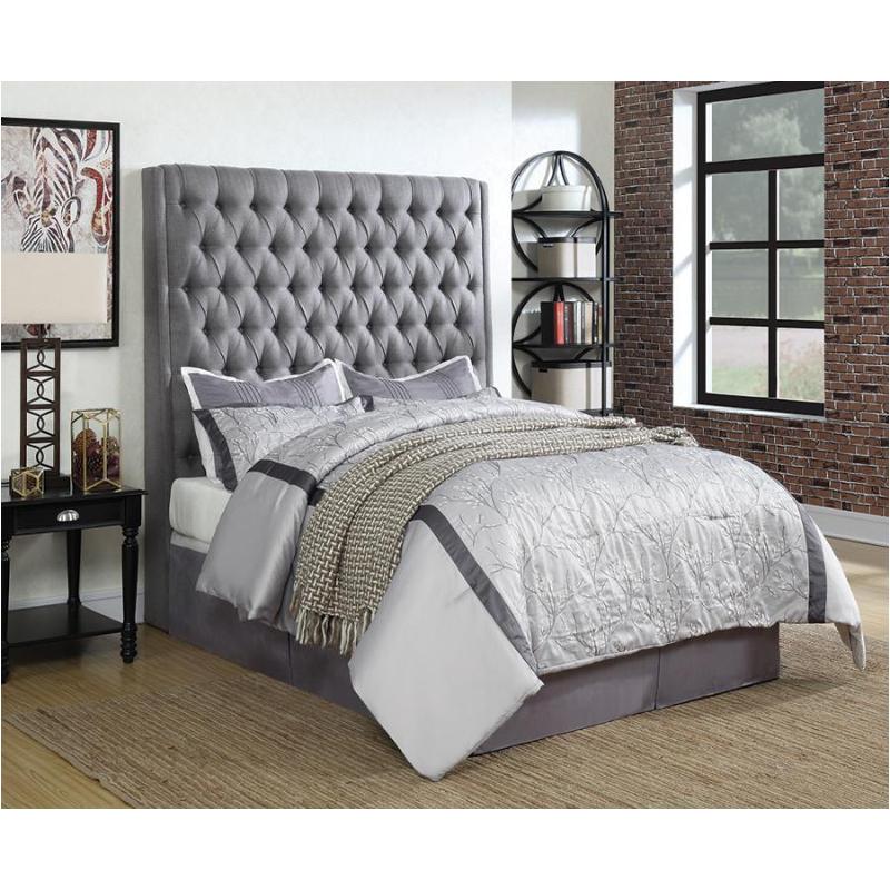 Camille Gray Bed Button Tufted Bed