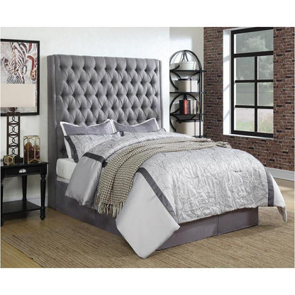 Camille Gray Bed Button Tufted Bed