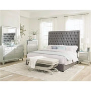 Camille Gray Bed Button Tufted Bed