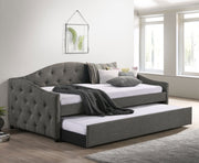 Sofá cama tapizado Sadie con cama nido gris