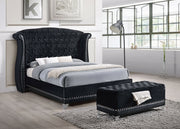 Cama Barzini tapizada con respaldo alto, color negro