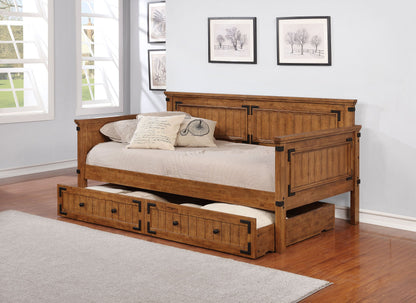 Sofá cama de madera Oakdale con cama nido color miel rústico