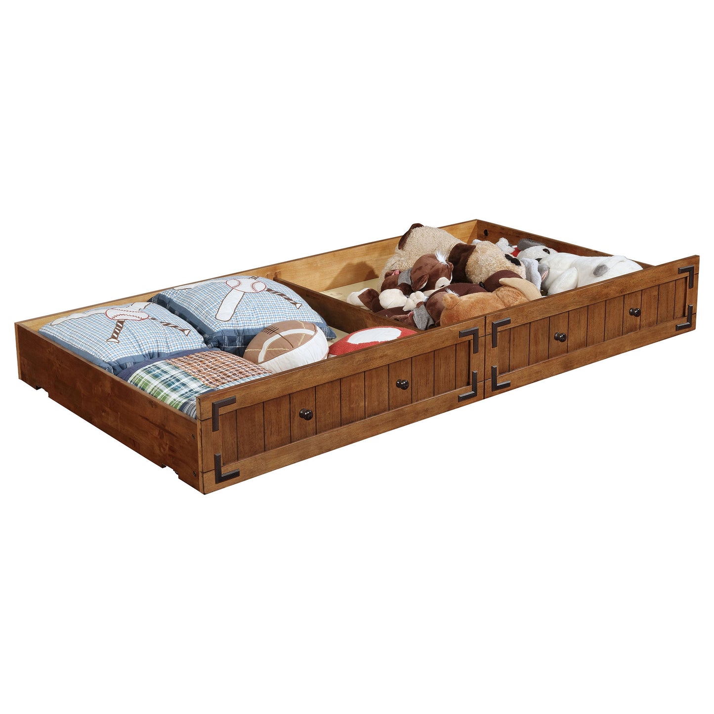 Sofá cama de madera Oakdale con cama nido color miel rústico