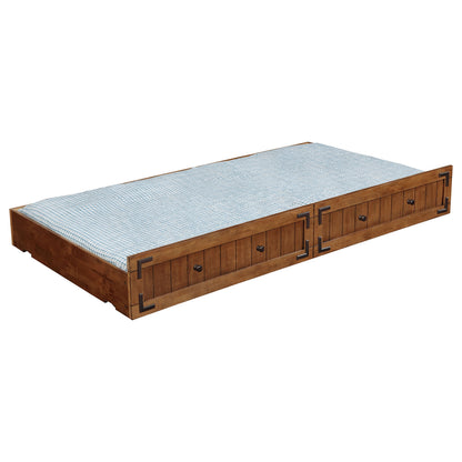 Sofá cama de madera Oakdale con cama nido color miel rústico
