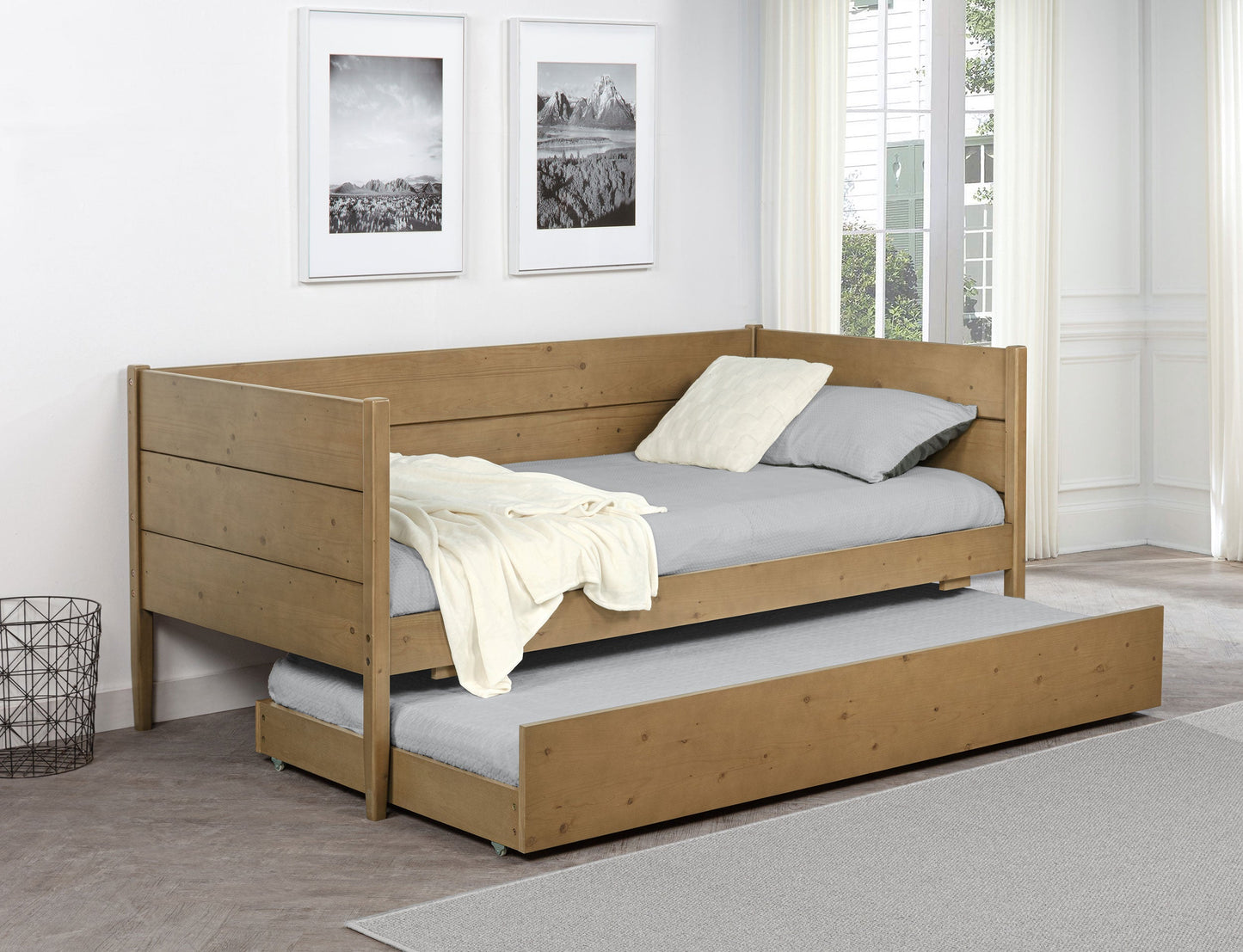Calinda Wood Daybed With Trundle Natural