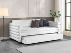 Cama de día tapizada Patricia Boucle con cama nido gris